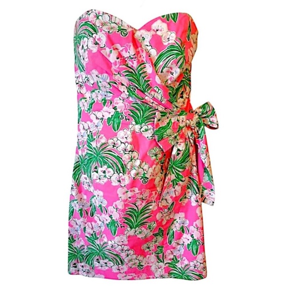 Lilly Pulitzer Stela Strapless Stretch Bow Dress Roxie Pink Worth A Look Size 2 - Picture 5 of 12